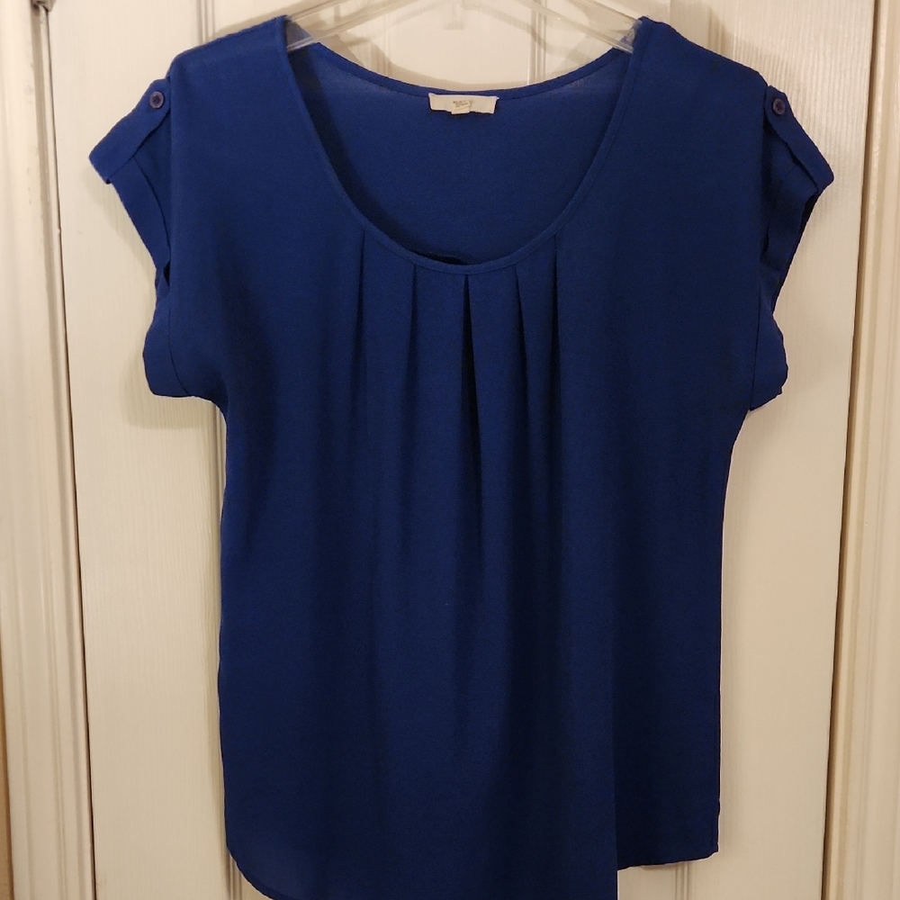 Mine Blue Pleated Blouse